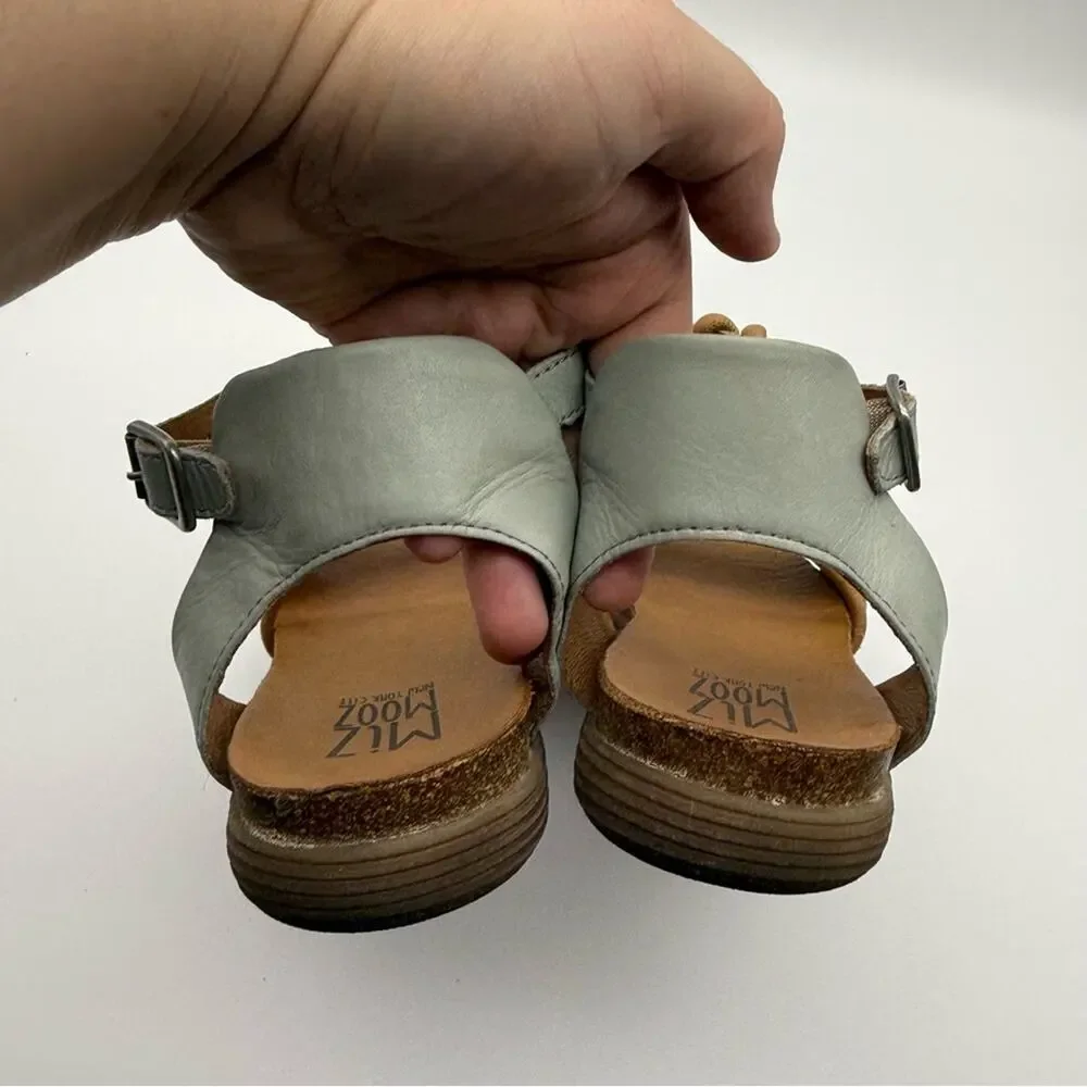 Miz Mooz Medina T Strap Leather Sandal Aquamarine Blue EU 37 US 6.5-7 - Picture 5 of 15